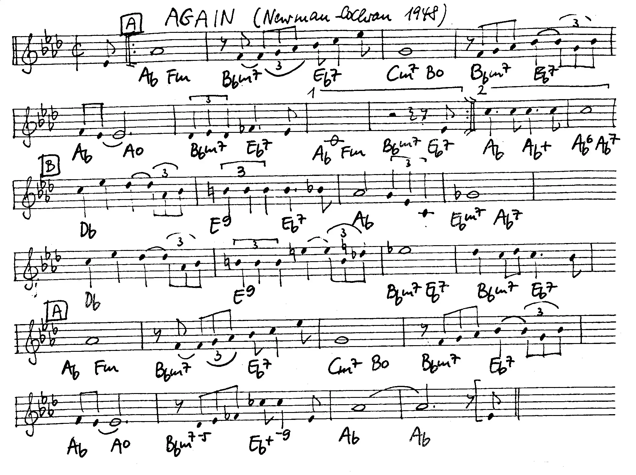 again free jazz leadsheet - Courtesy of the Jungle Jazz Band