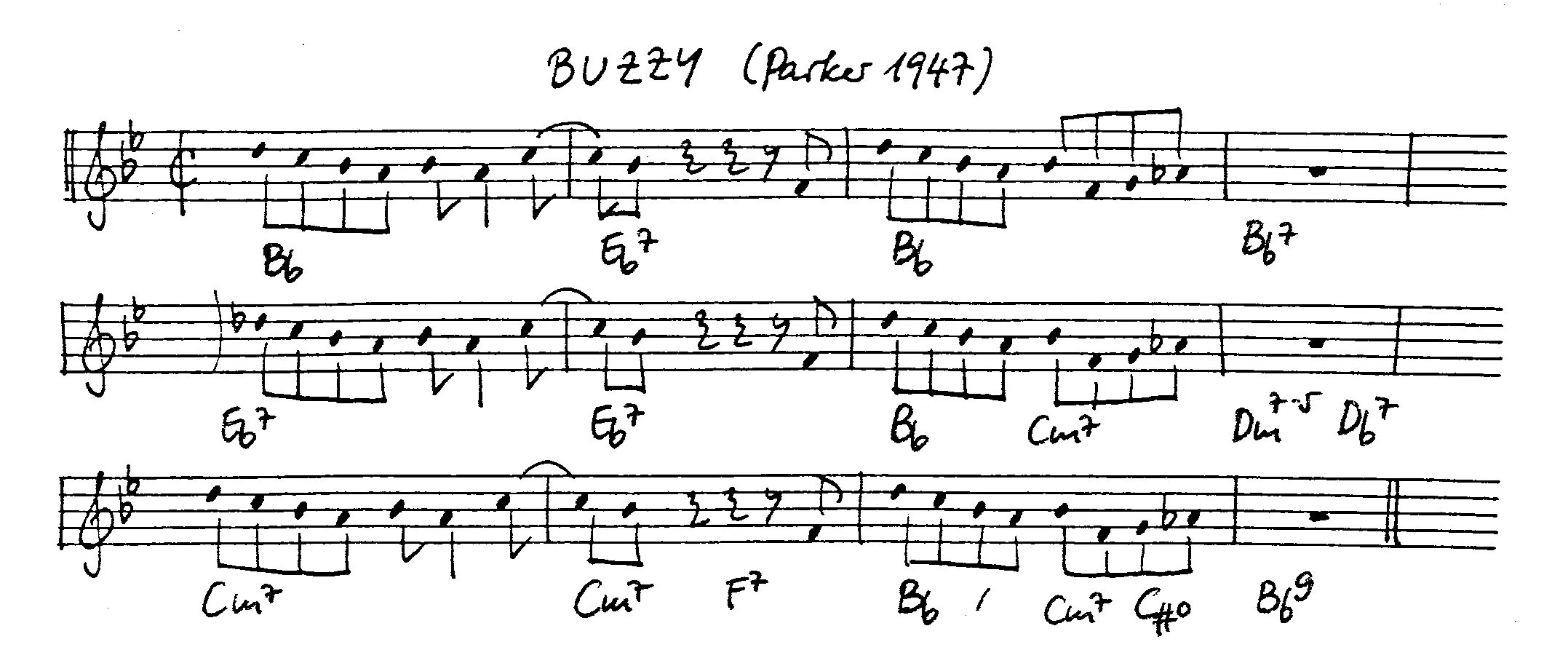buzzy free jazz leadsheet - Courtesy of the Jungle Jazz Band