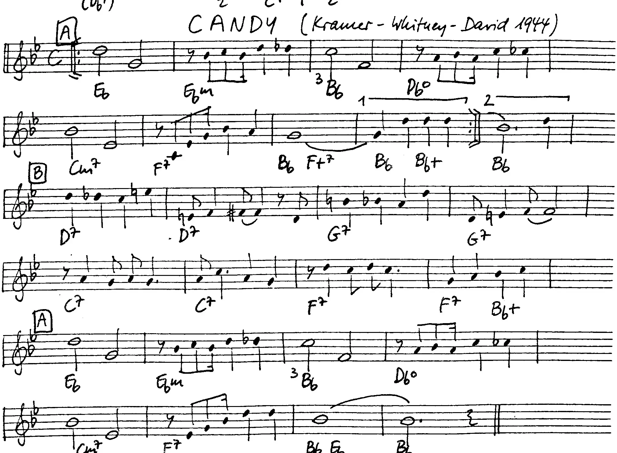 candy free jazz leadsheet - Courtesy of the Jungle Jazz Band