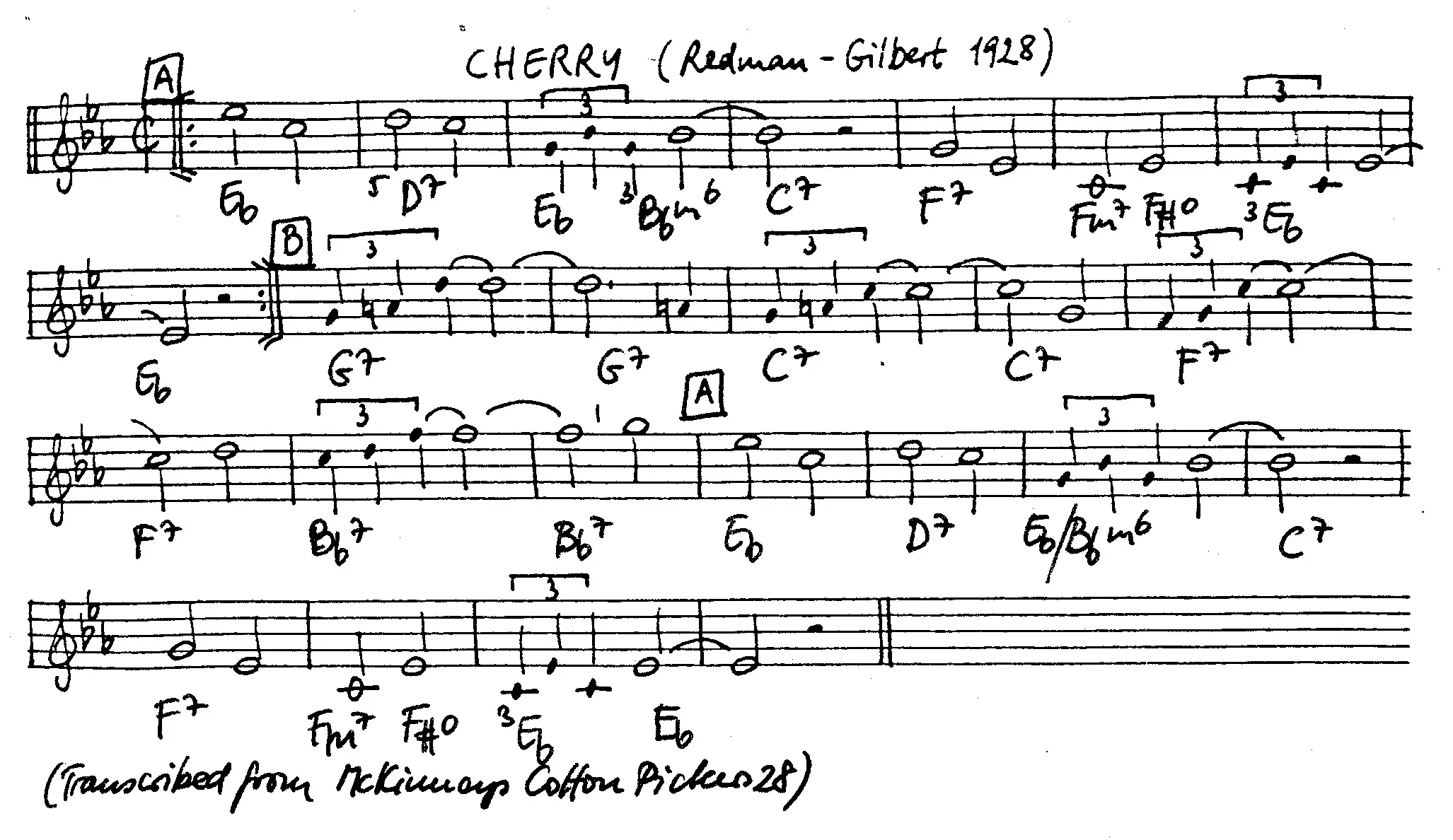 cherry free jazz leadsheet - Courtesy of the Jungle Jazz Band