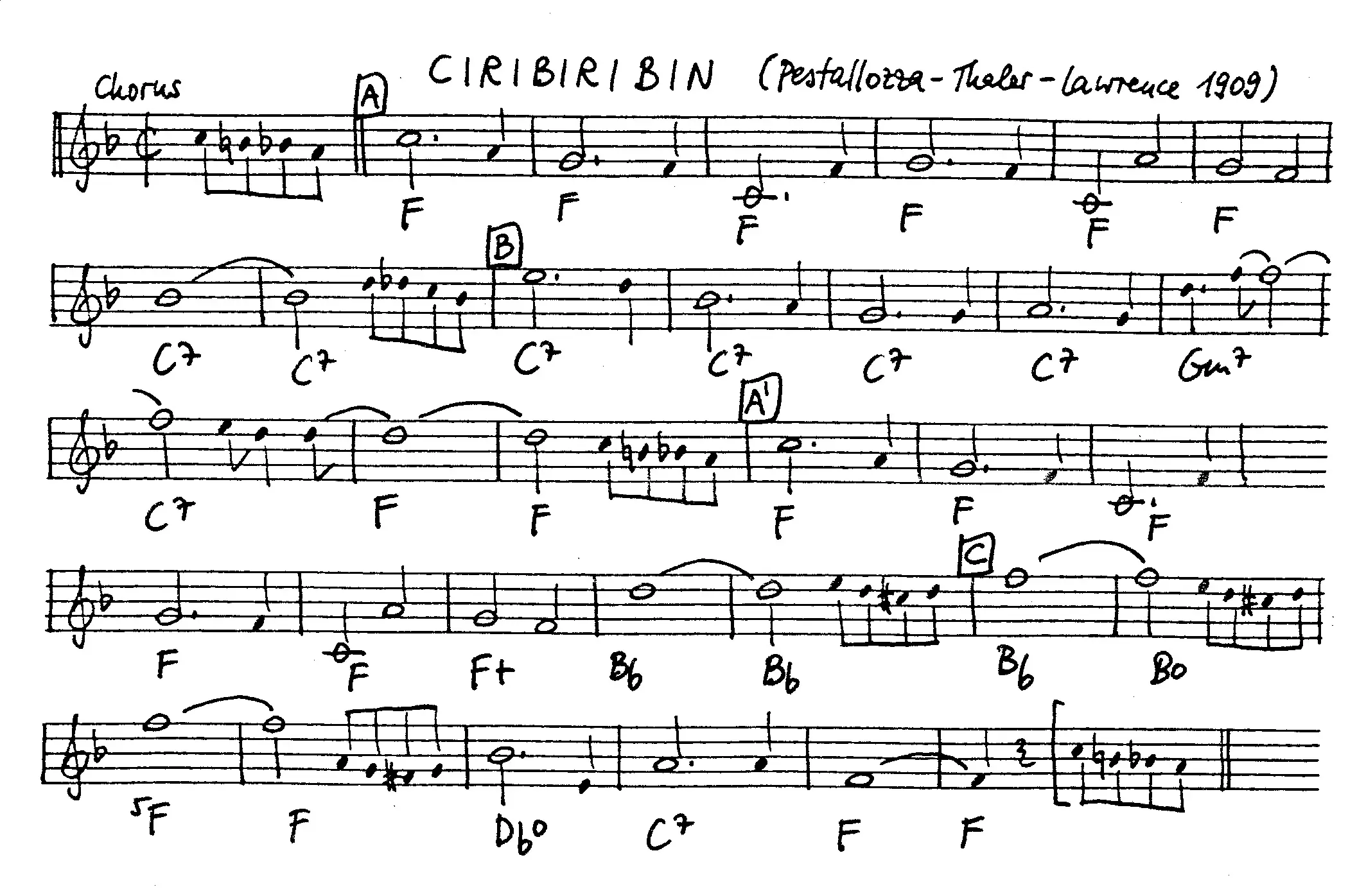 ciribiribin free jazz leadsheet - Courtesy of the Jungle Jazz Band