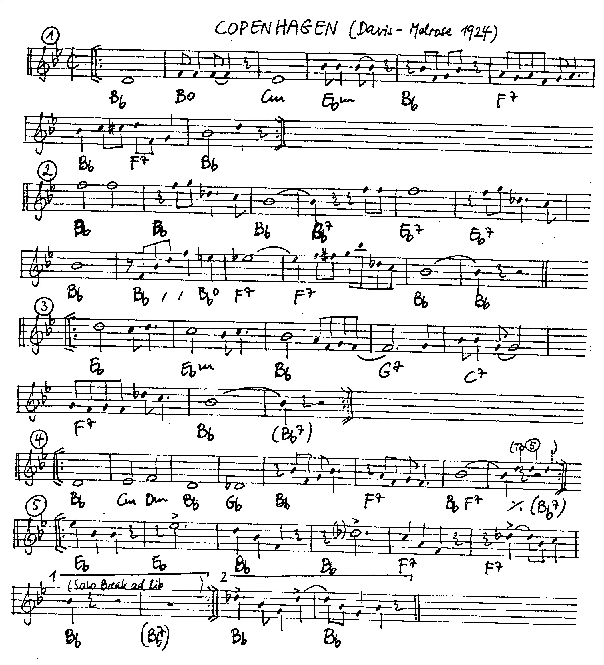 copenhagen free jazz leadsheet - Courtesy of the Jungle Jazz Band