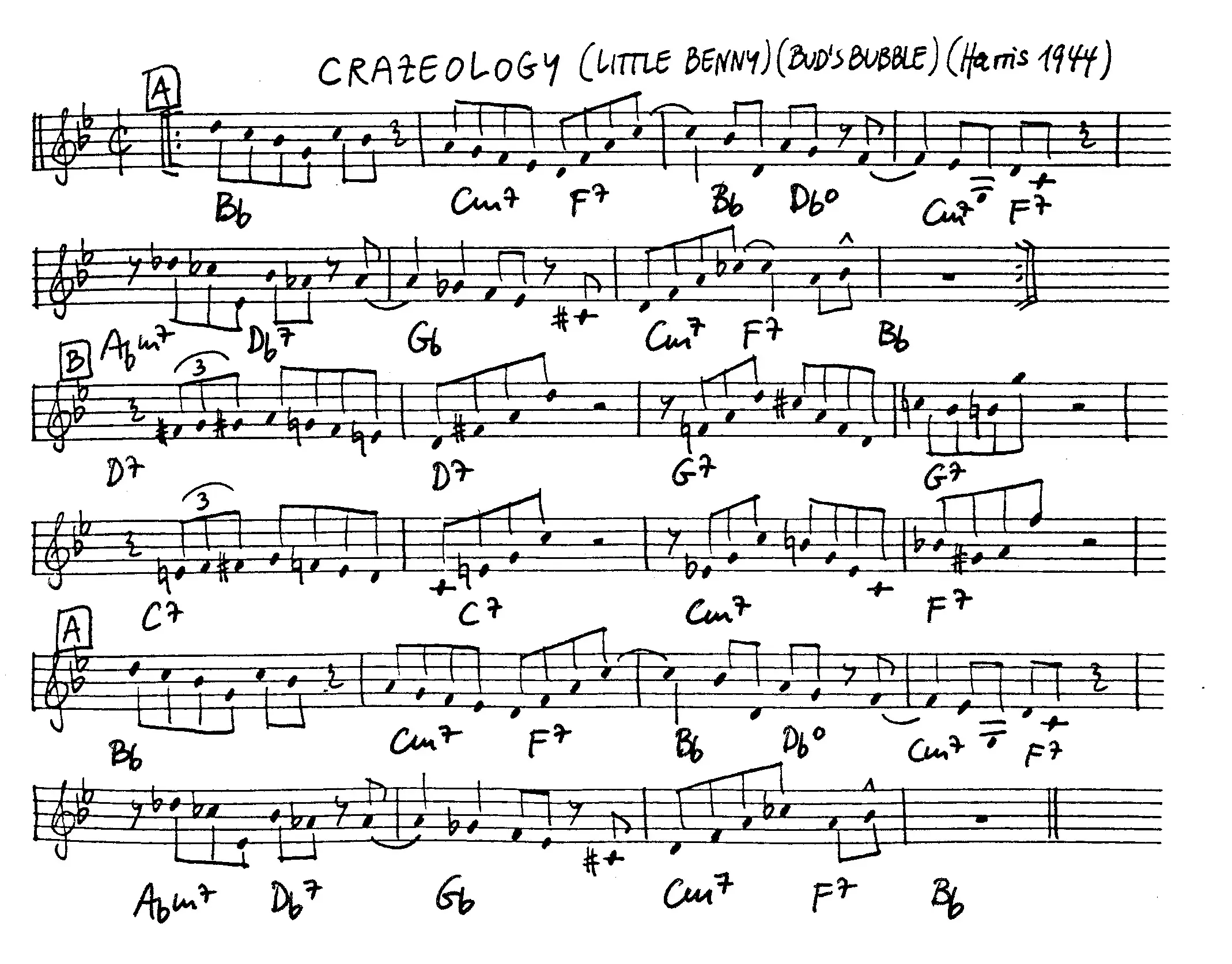 crazeology free jazz leadsheet - Courtesy of the Jungle Jazz Band