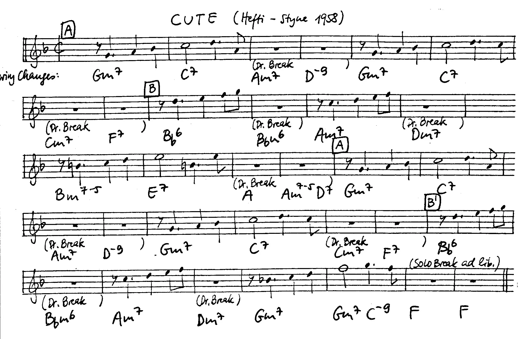 cute free jazz leadsheet - Courtesy of the Jungle Jazz Band