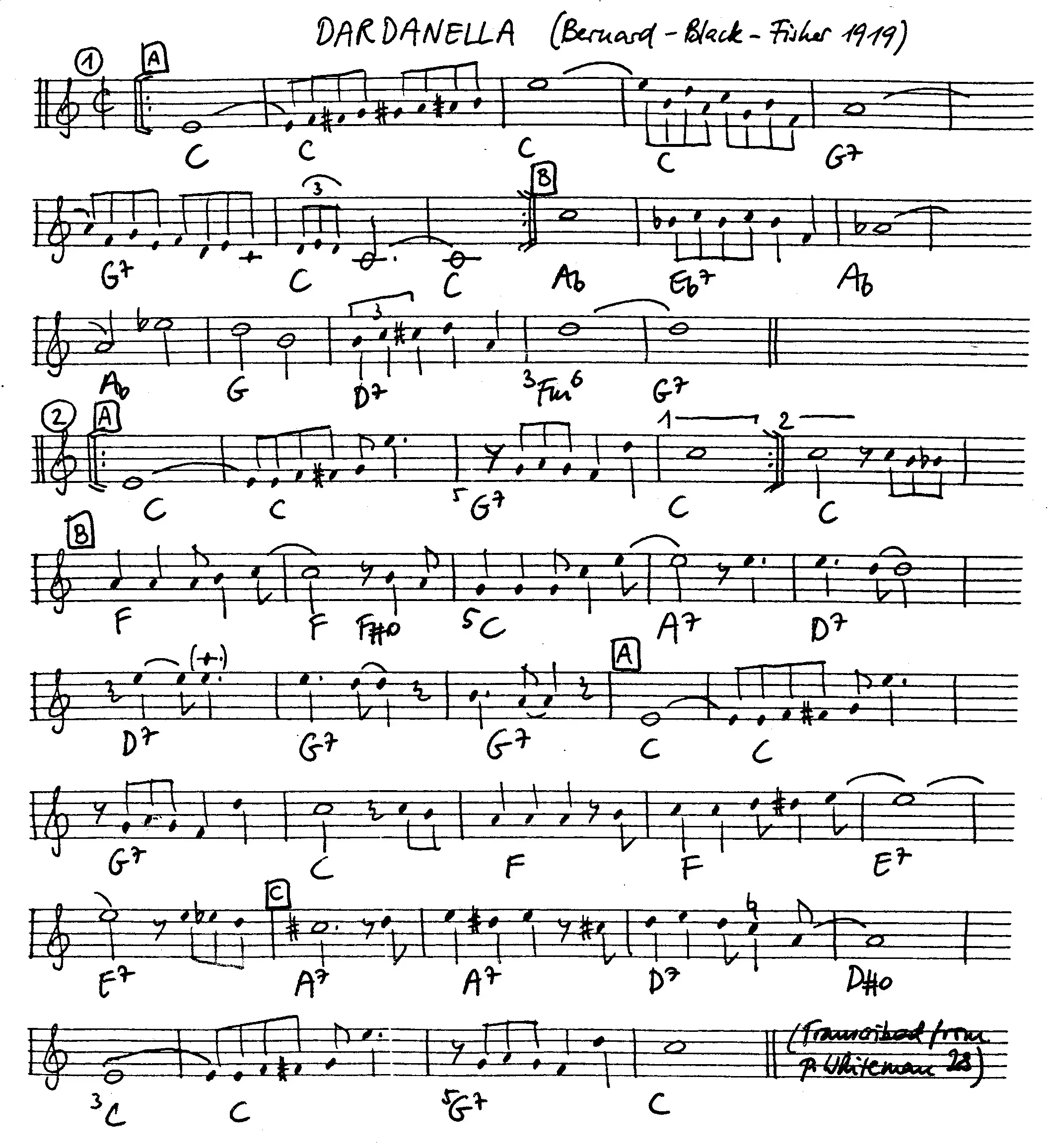 dardanella free jazz leadsheet - Courtesy of the Jungle Jazz Band
