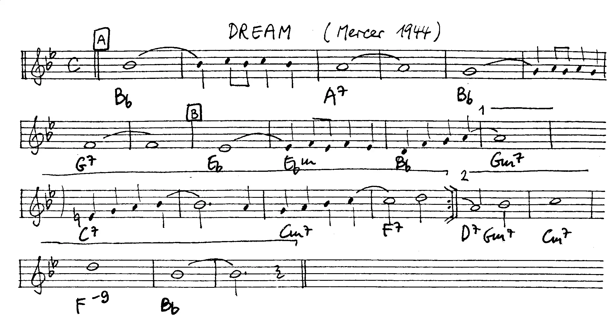 dream free jazz leadsheet - Courtesy of the Jungle Jazz Band