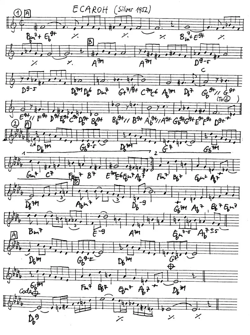 ecaroh. Free Jazz Leadsheet, courtesy of The Jungle Jazz Band