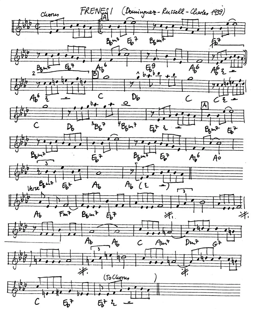 frenesi. Free Jazz Leadsheet, courtesy of The Jungle Jazz Band