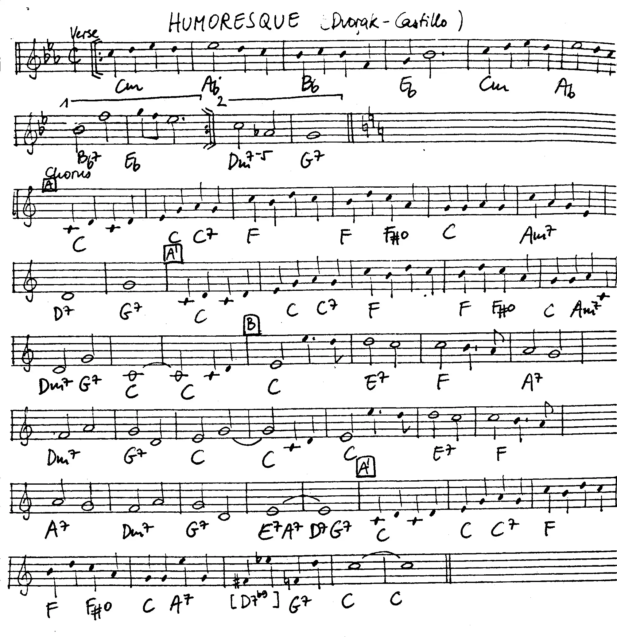 humoresque free jazz leadsheet - Courtesy of the Jungle Jazz Band