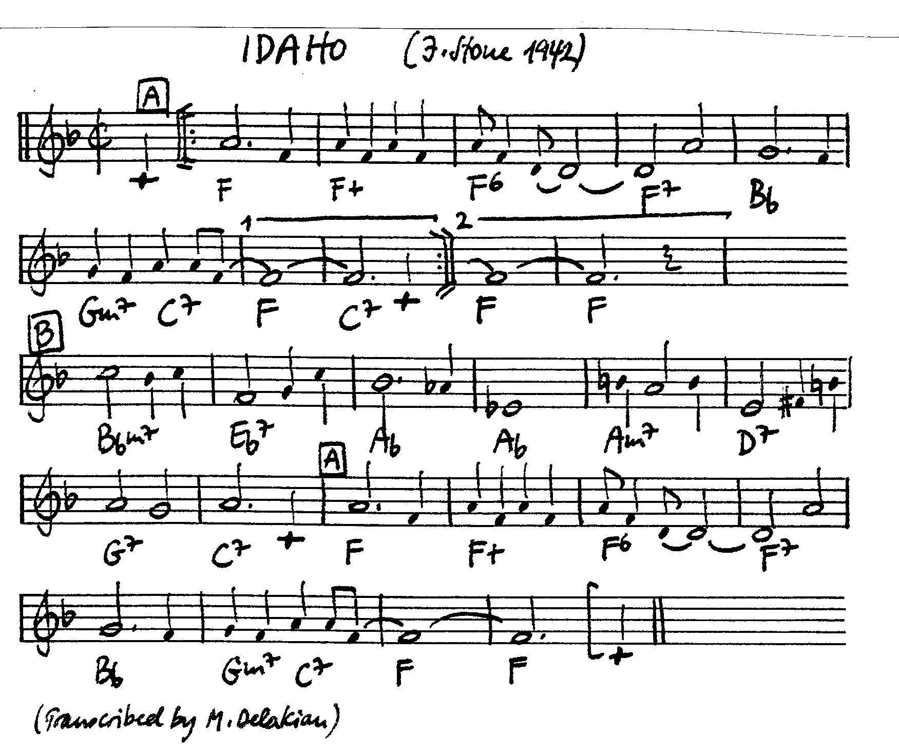 idaho free jazz leadsheet - Courtesy of the Jungle Jazz Band