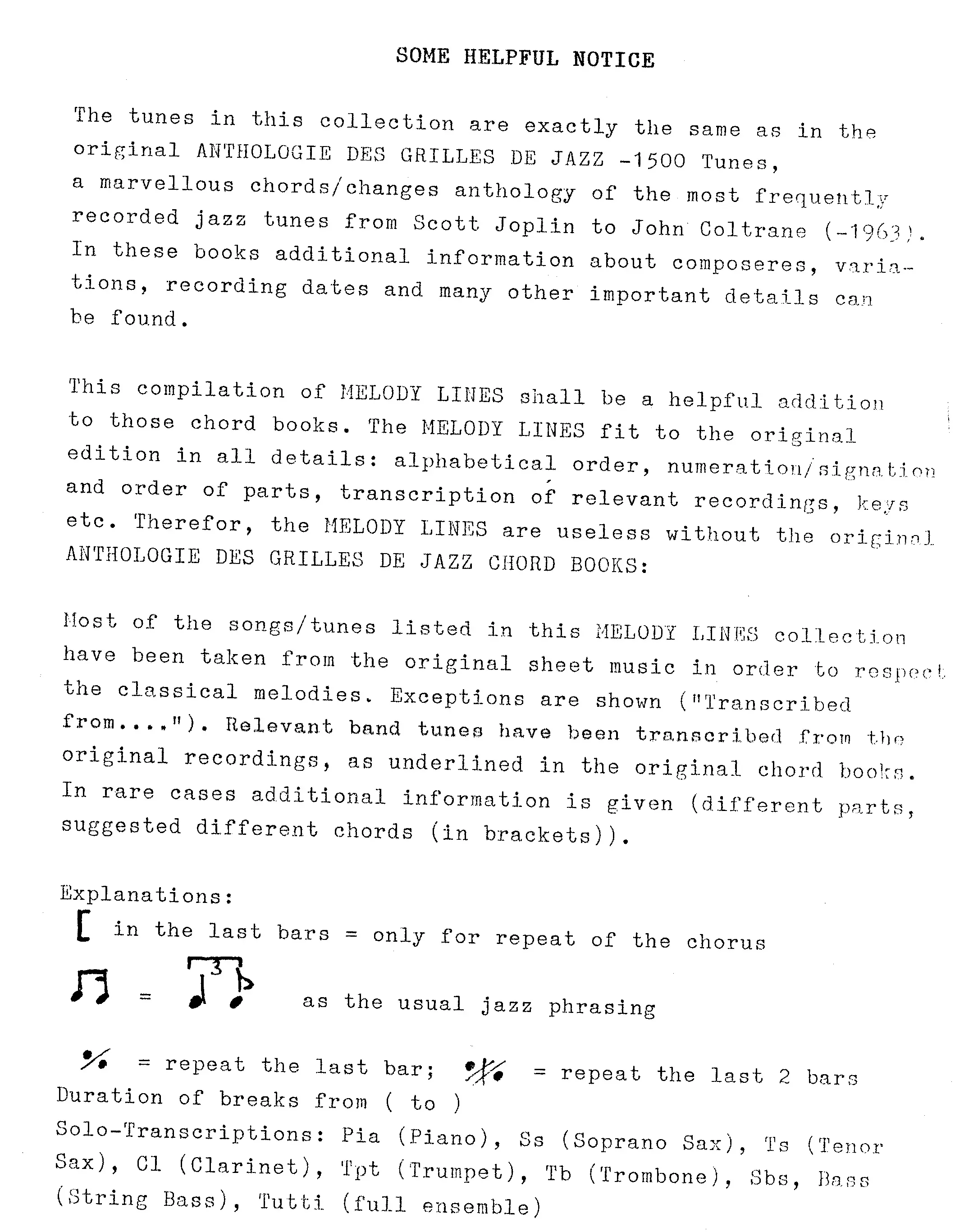 introduction free jazz leadsheet - Courtesy of the Jungle Jazz Band