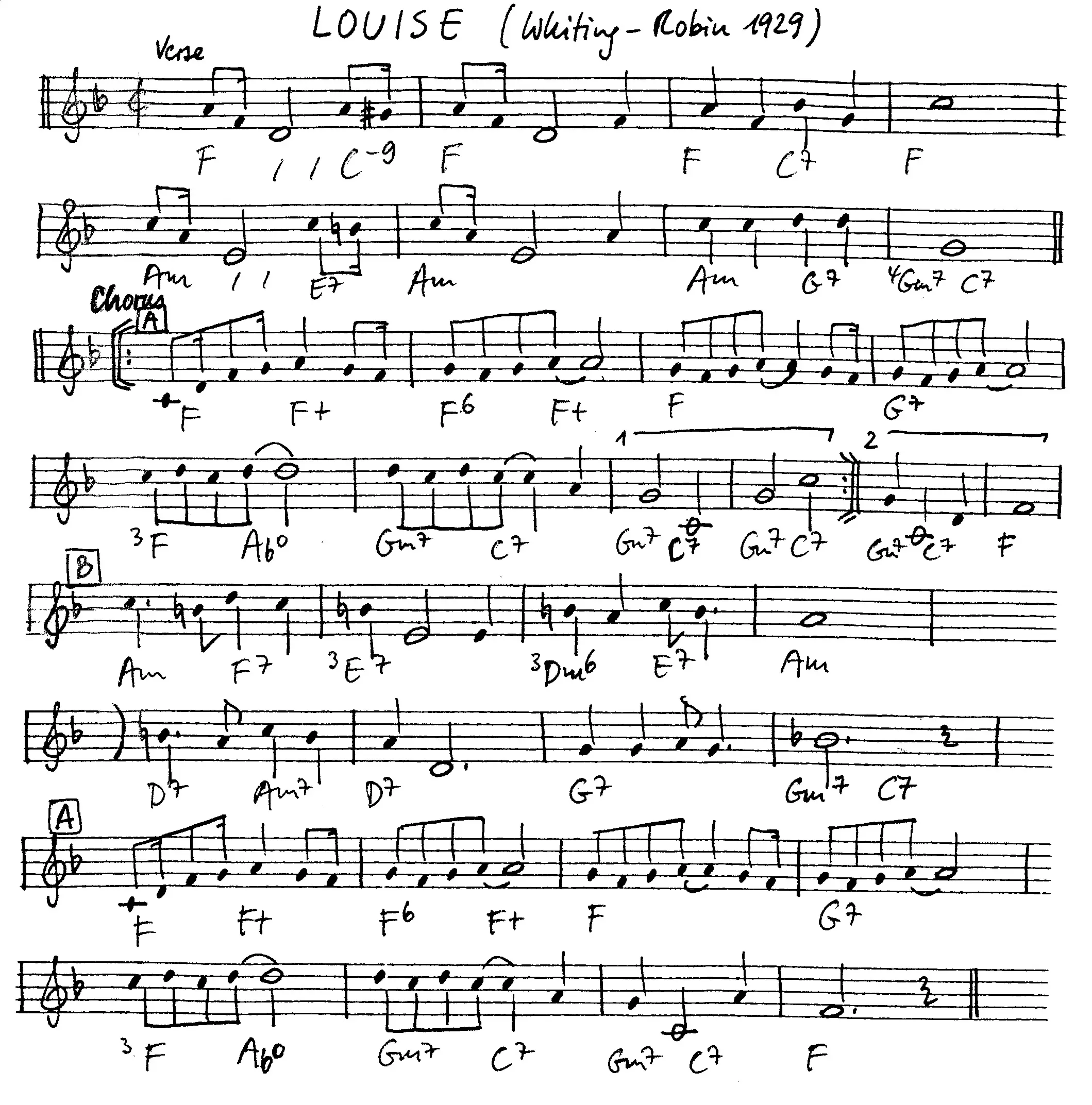 louise free jazz leadsheet - Courtesy of the Jungle Jazz Band