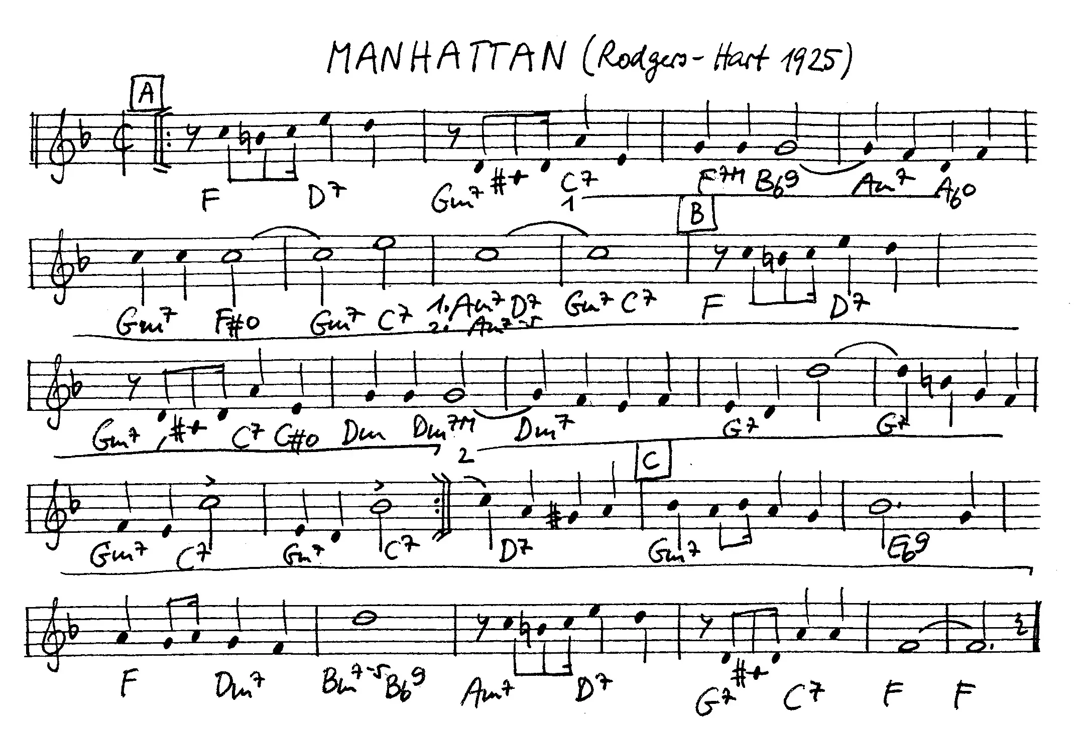 manhattan free jazz leadsheet - Courtesy of the Jungle Jazz Band