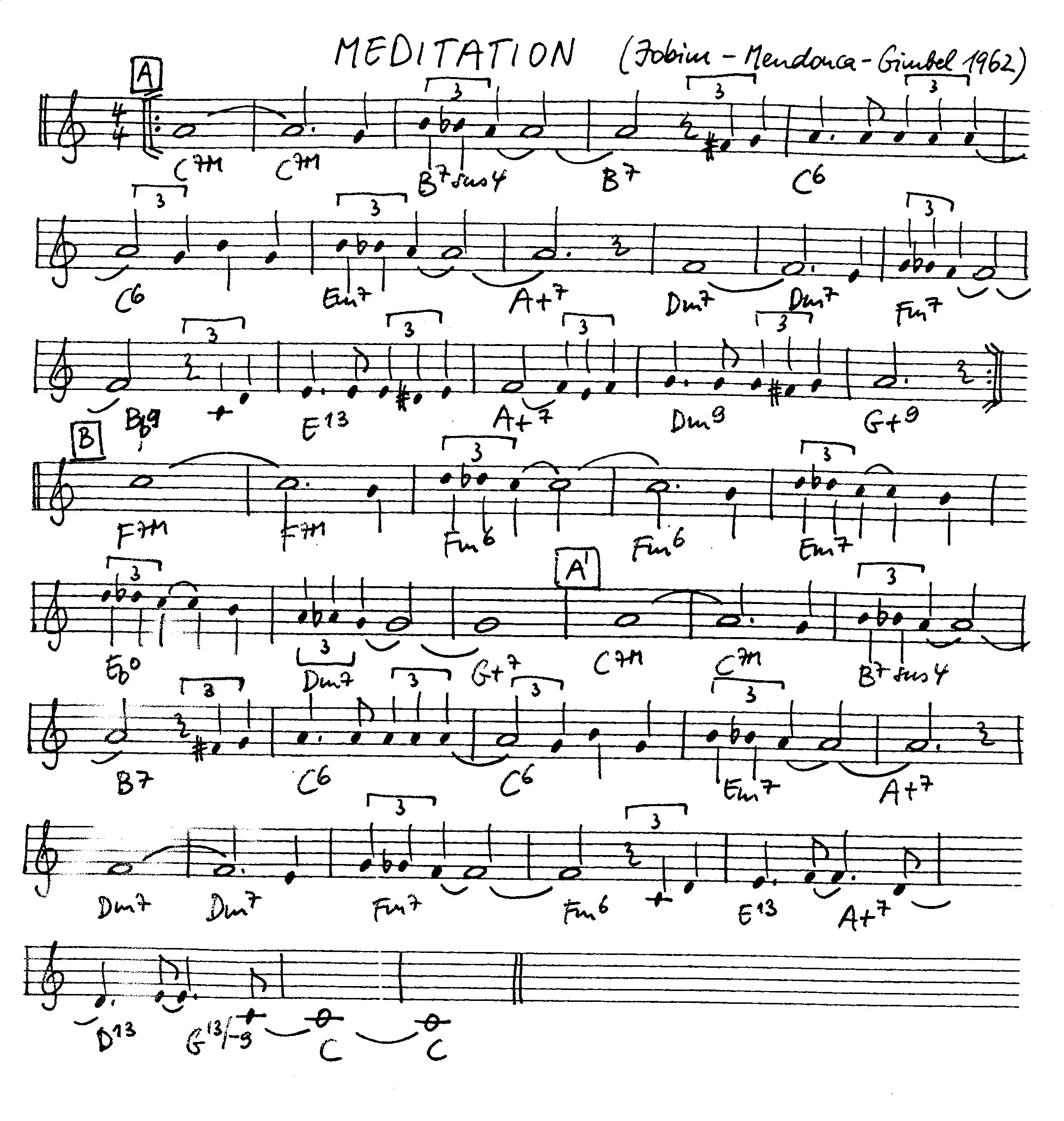 meditation free jazz leadsheet - Courtesy of the Jungle Jazz Band