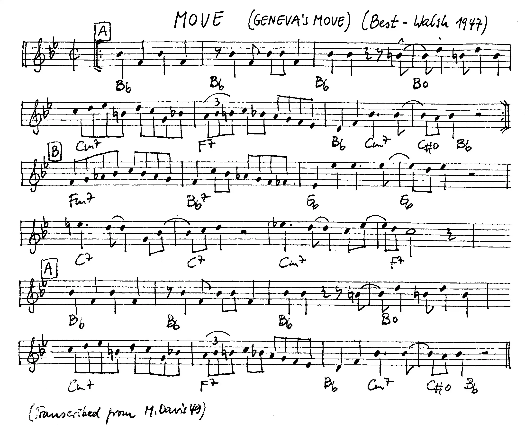 move free jazz leadsheet - Courtesy of the Jungle Jazz Band