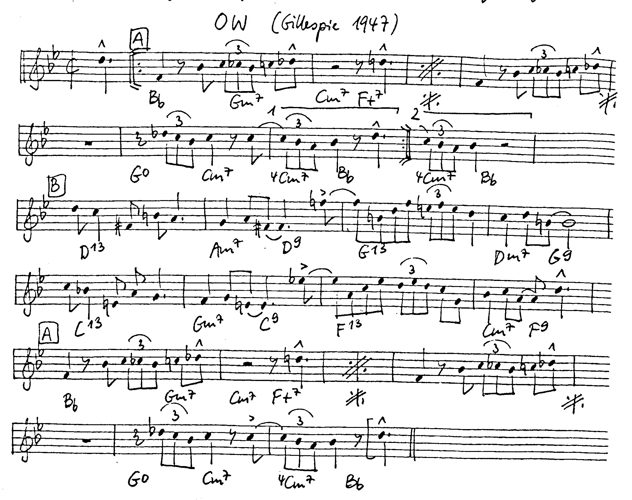 ow free jazz leadsheet - Courtesy of the Jungle Jazz Band