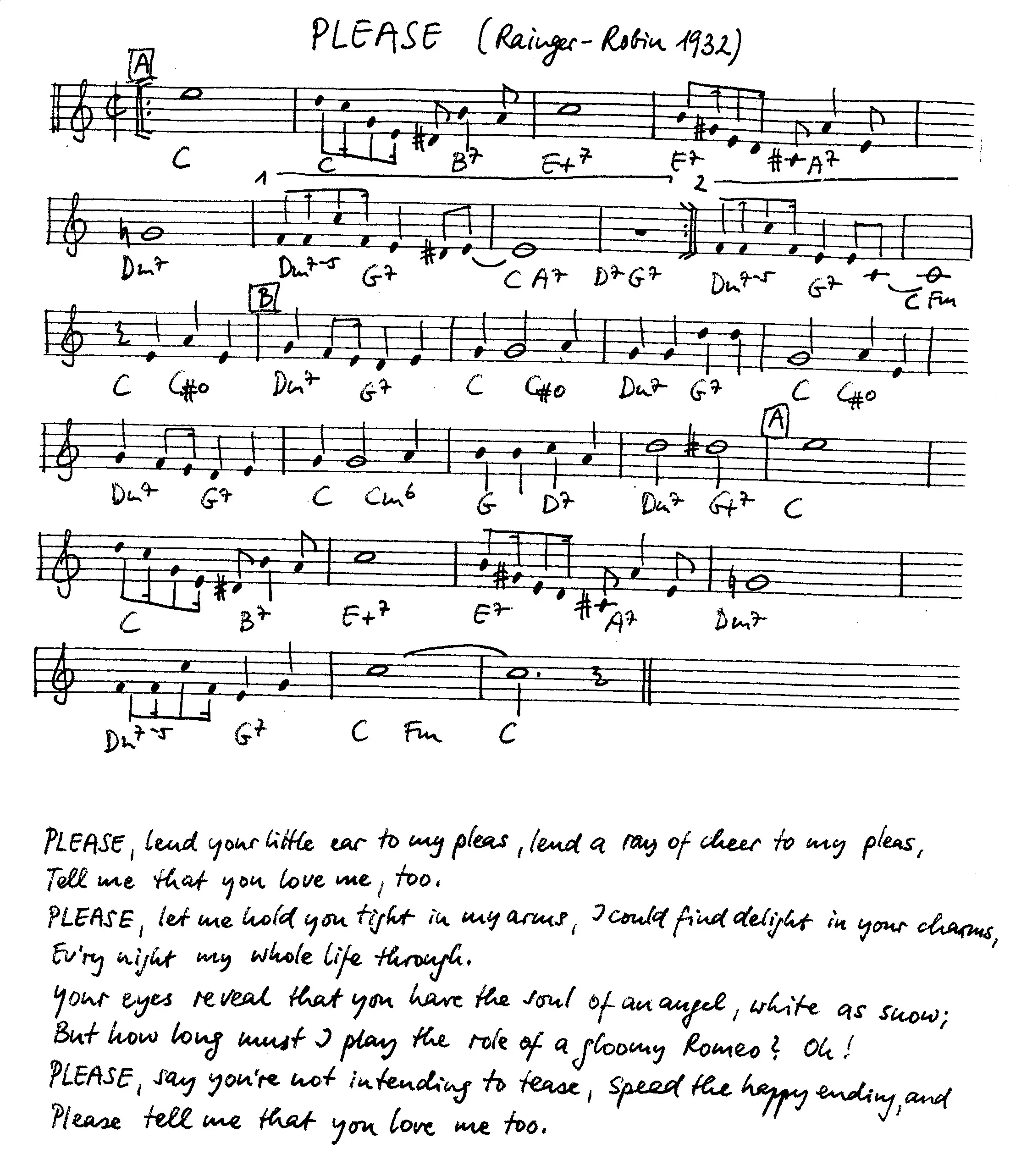 please free jazz leadsheet - Courtesy of the Jungle Jazz Band