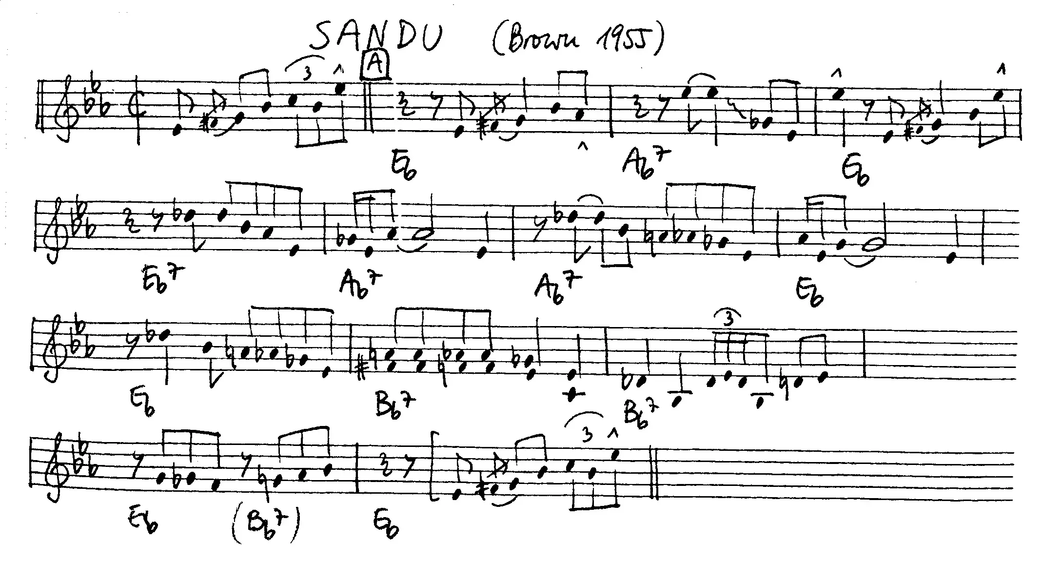 sandu free jazz leadsheet - Courtesy of the Jungle Jazz Band