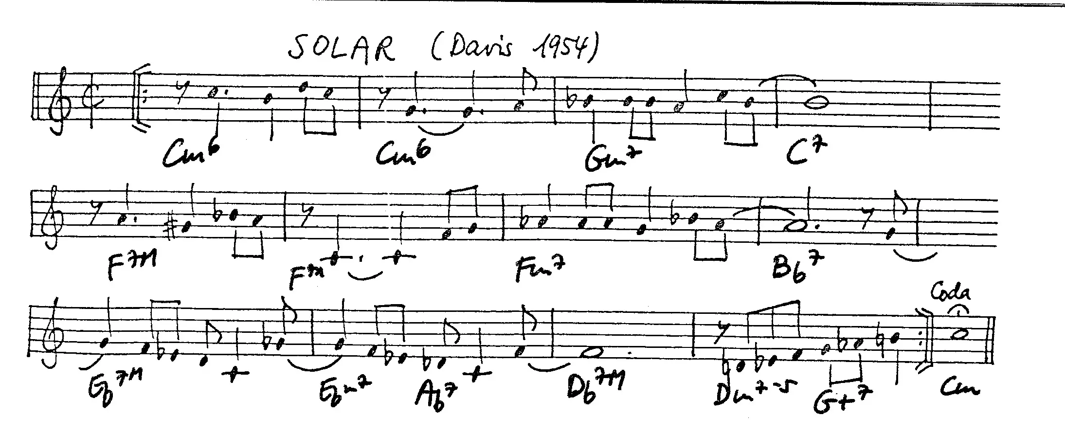 solar free jazz leadsheet - Courtesy of the Jungle Jazz Band