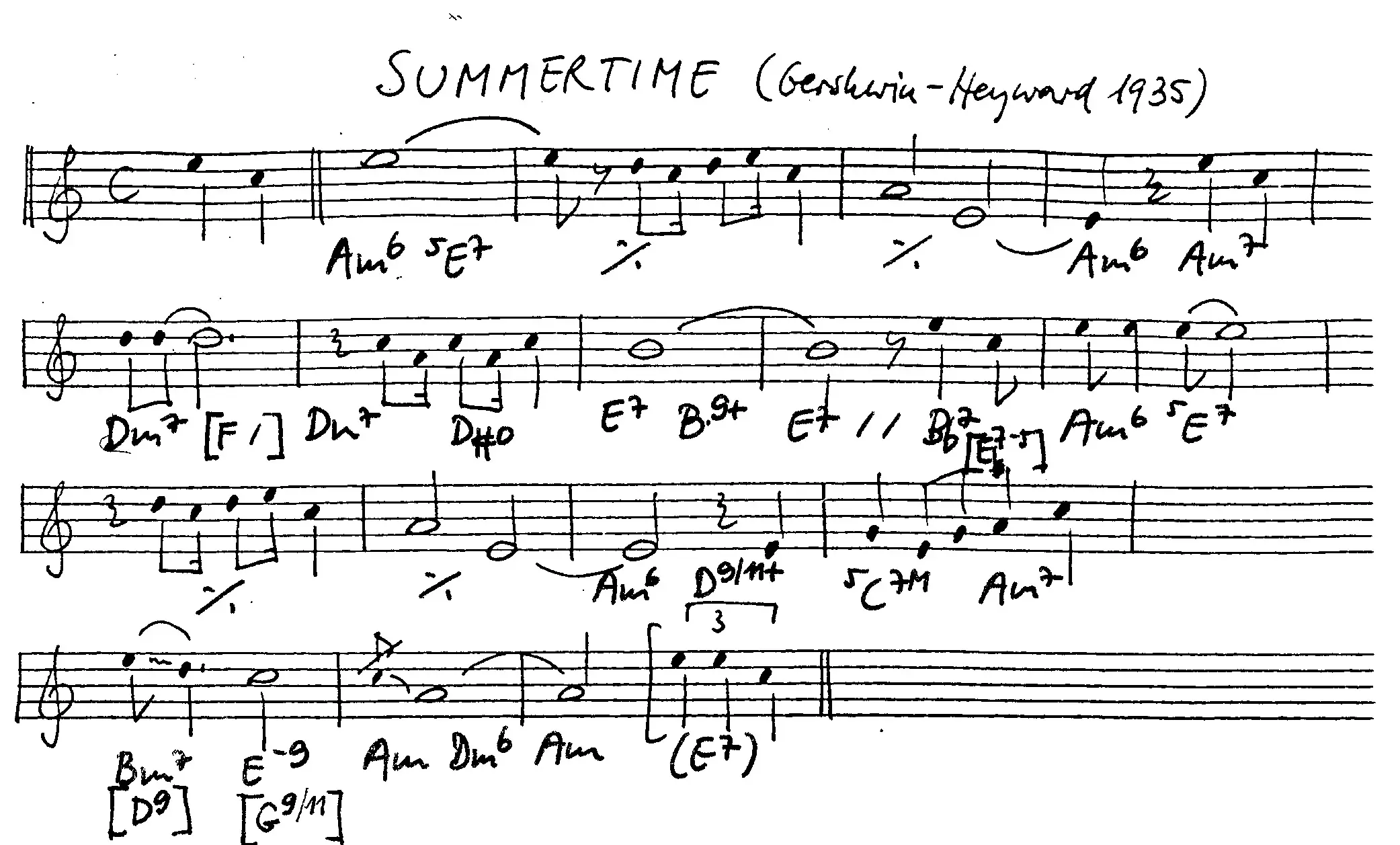summertime free jazz leadsheet - Courtesy of the Jungle Jazz Band