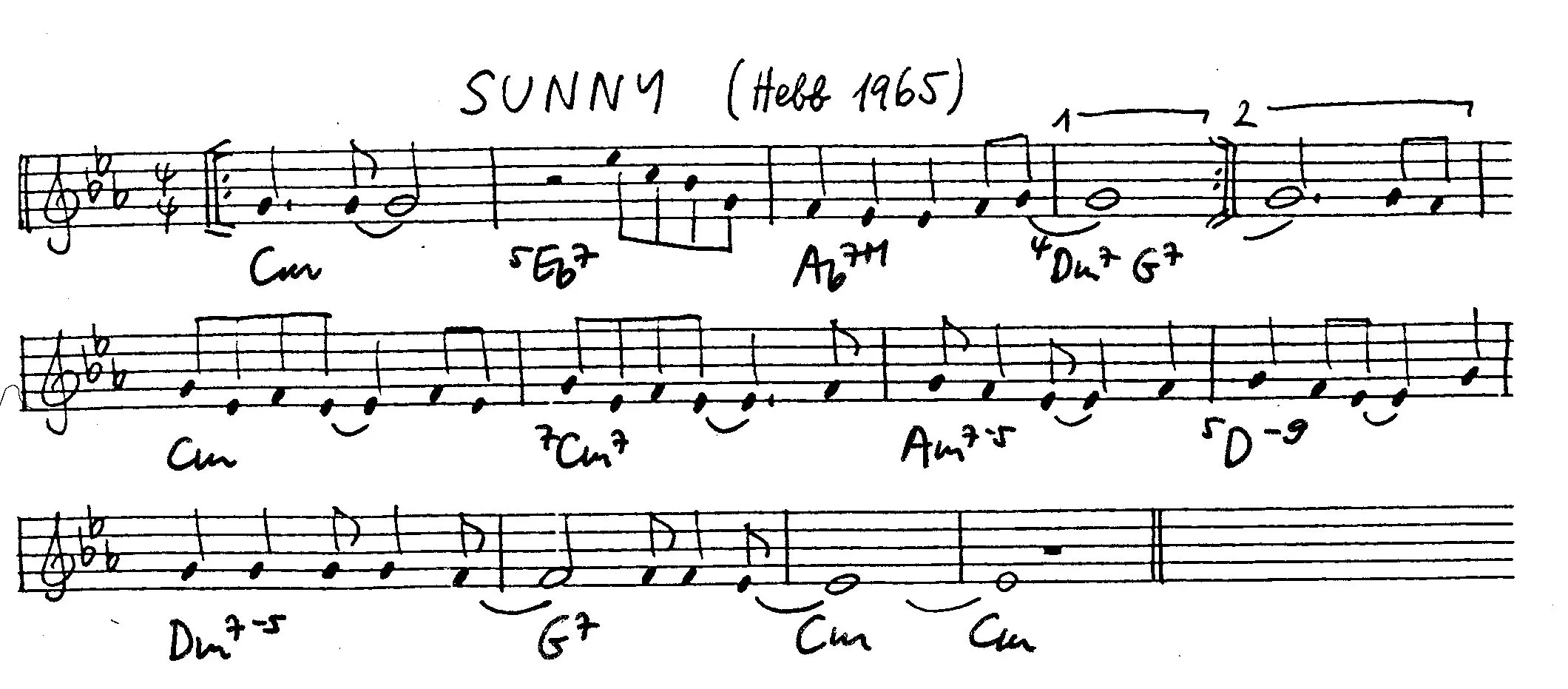 sunny free jazz leadsheet - Courtesy of the Jungle Jazz Band