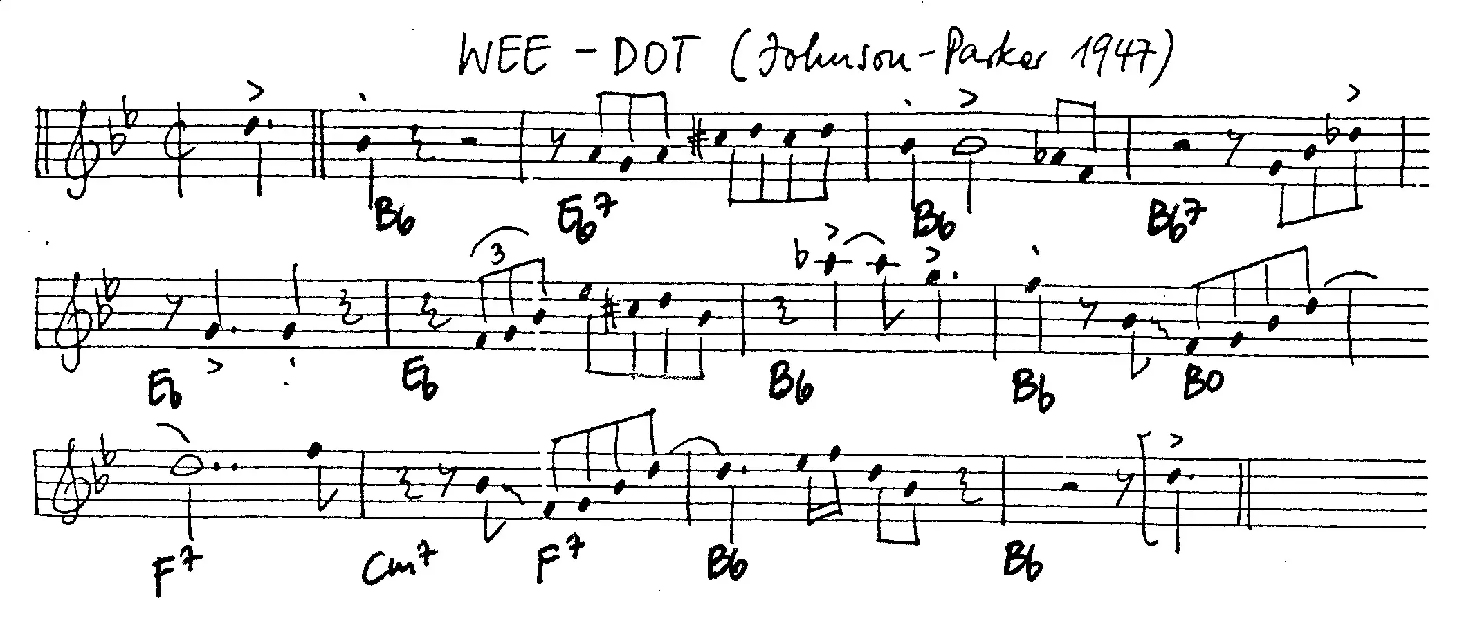 wee-dot free jazz leadsheet - Courtesy of the Jungle Jazz Band