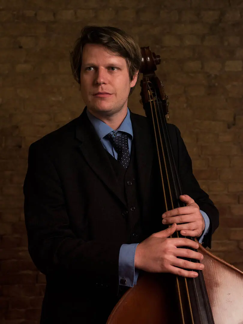 Ben Lehmann performing bass for The Jungle Jazz Band, essential for private events and 20s jazz celebrations.
