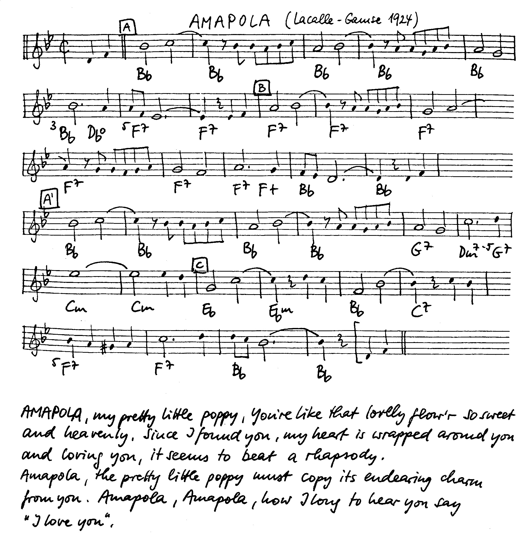 amapola leadsheet – book us for your next 20s or gatsby event