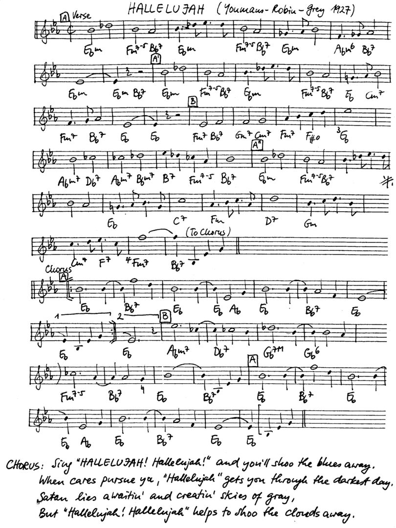 hallelujah leadsheet – book us for your next 20s or gatsby event
